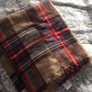 Plaid blanket scarf